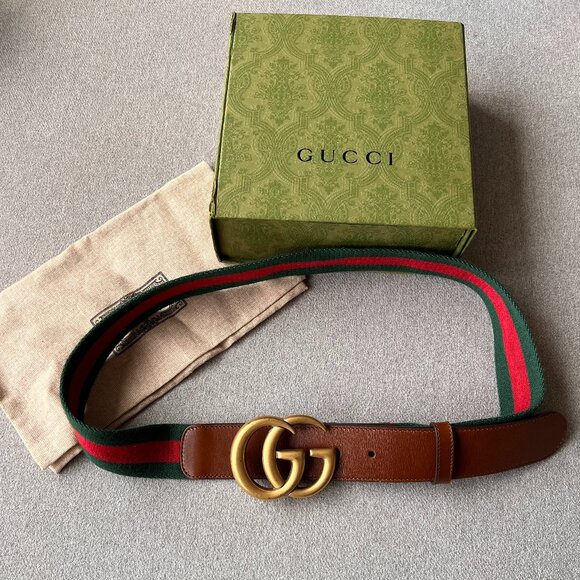 Gucci Web Belt with Double G Buckle - Size 90 - Picture 4 of 9